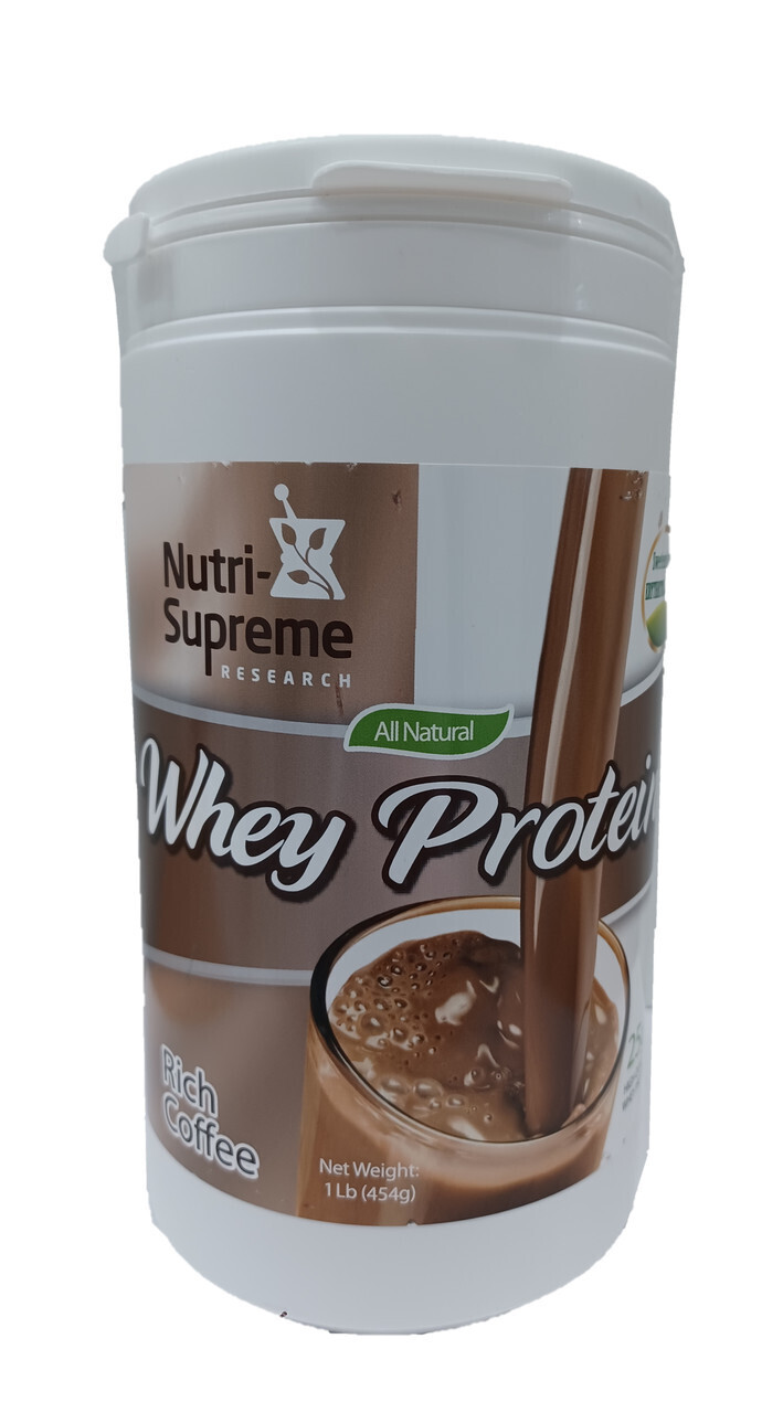 Nutri Supreme, Kosher Whey Protein Powder, w/ Erythritol &amp; Stevia, Coffee Flavor - 1 Lb. (454g)