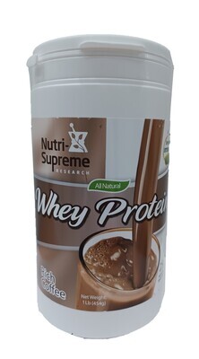 Nutri Supreme, Kosher Whey Protein Powder, w/ Erythritol & Stevia, Coffee Flavor - 1 Lb. (454g)