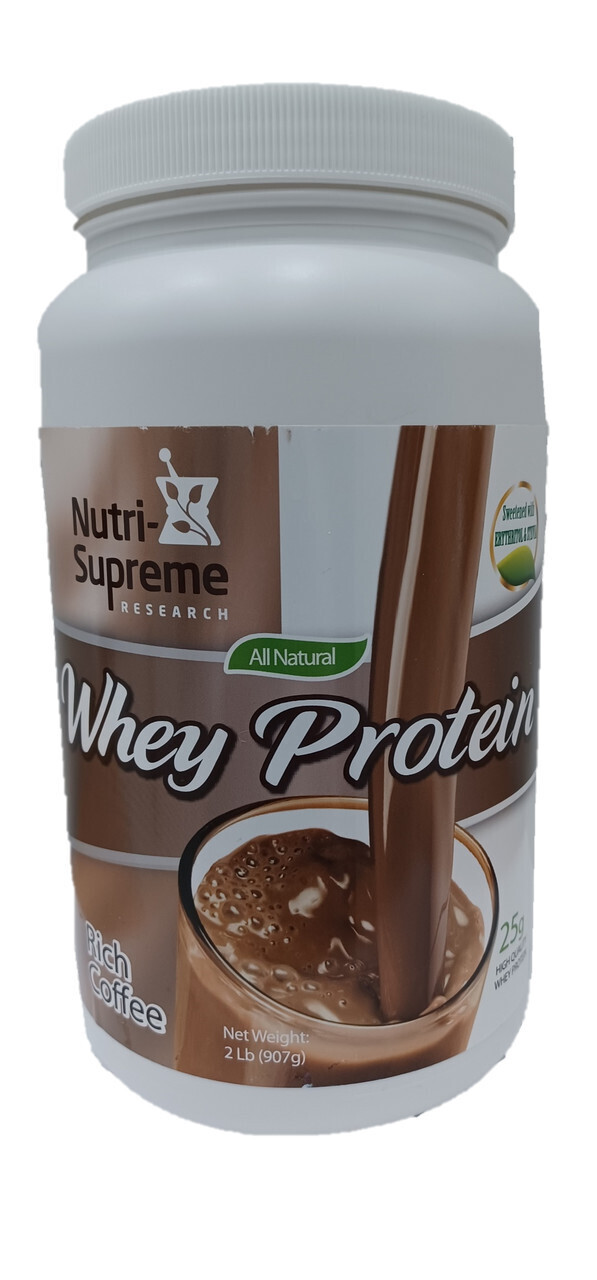 Nutri Supreme, Kosher Whey Protein Powder, w/ Erythritol &amp; Stevia, Coffee Flavor - 2 Lb. (907g)