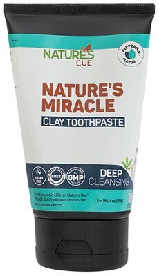 Natures Cue, Nature&#39;s Miracle, Miracle Clay, Clay Cream, Toothpaste, Peppermint Flavor - 4 oz. (113g) Tube - Kosher for Passover