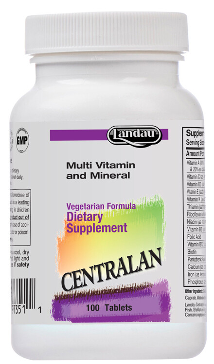 Landau, Kosher CENTRALAN Multi Vitamin &amp; Mineral - 100 Tablets