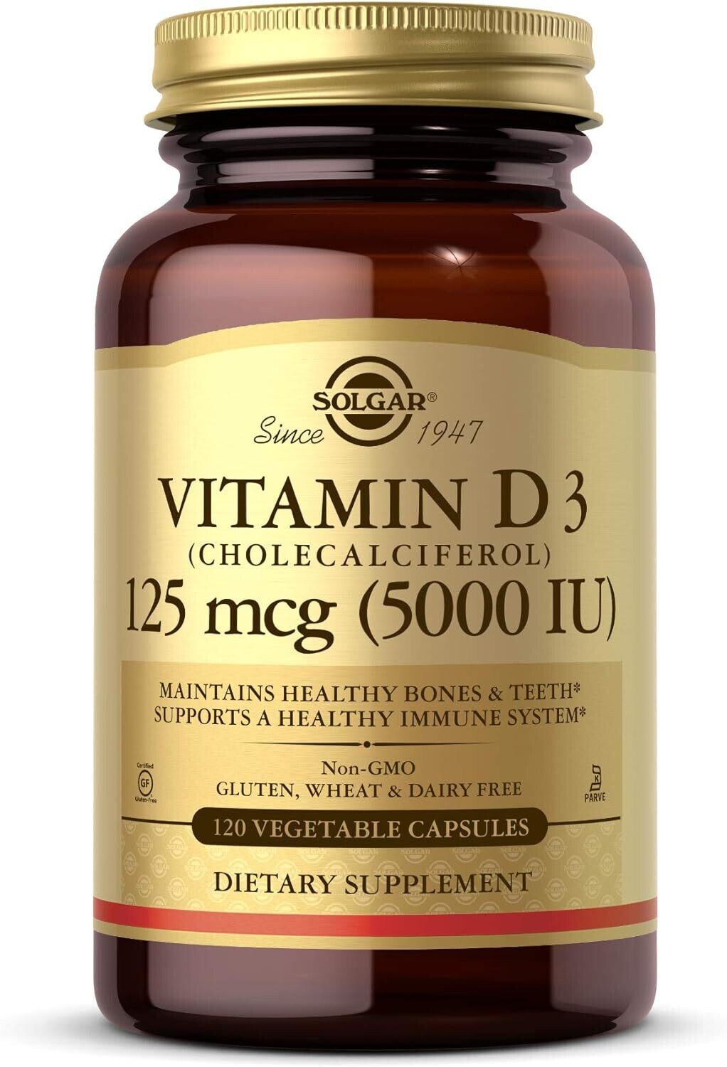 Solgar, Kosher Vitamin D3 5000 IU - 60 Vegetarian Capsules