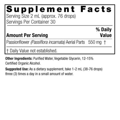 Natures Answer, Kosher  Passionflower Extract, Low Alcohol, Liquid Tincture - 59 mL (2 fl. oz.)