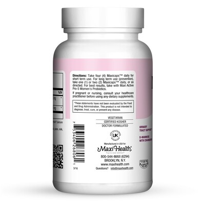 Maxi Health, Kosher Maxi UTI With Probiotic - 60 Vegetarian Capsules
