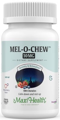 Maxi Health, Kosher Mel-O-Chew Melatonin  10mg. Berry Flavor - 200 Chewies