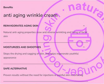 NaturaLife, ANTI-AGING WRINKLE Cream, For Clear Skin - Aprox 3/4 oz.
