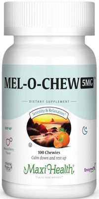 Maxi Health, Kosher Mel-O-Chew Melatonin 5mg. Berry Flavor - 100 Chewies