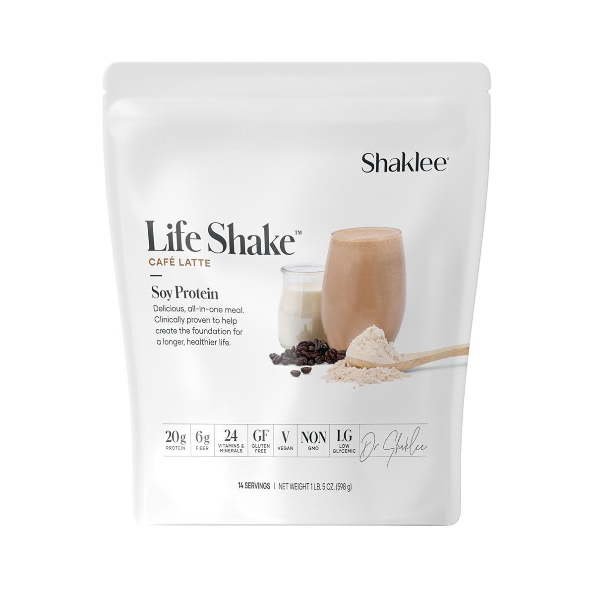 Shaklee, Life Shake, Soy Protein Powder, Cafe Latte - 14 Servings (598g)