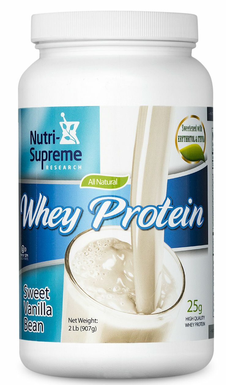 Nutri Supreme, Kosher Whey Protein Powder, w/ Erythritol &amp; Stevia, Sweet Vanilla Bean - 2 Lb. (907g)