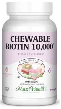 Maxi Health, Kosher Maxi Biotin 10,000 mcg, Strawberry Flavor - 100 Chewable Tablets