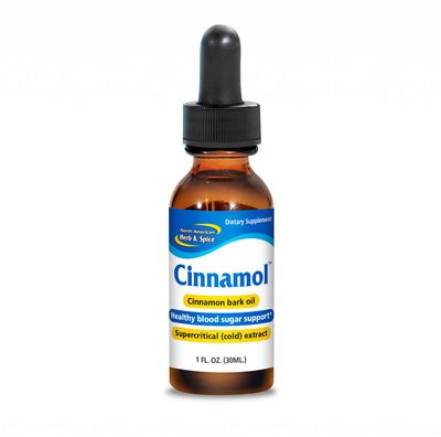 North American Herb &amp; Spice, Kosher CINNAMOL Cinnamon Bark Oil, For Healthy Blood Sugar Support, Liquid - 1 fl. oz (30 mL)
