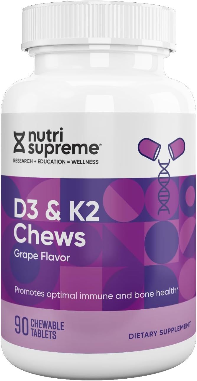 Nutri Supreme, Kosher K2 With D3 Chews (Vitamin K2), Grape Flavor - 90 Chewables
