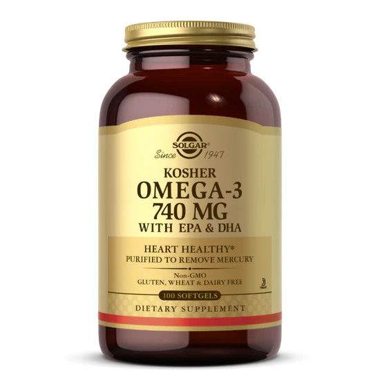 Solgar, Kosher Omega 3 Fish Oil, With EPA &amp; DHA 740 mg - 100 Softgels