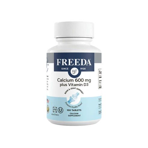 Freeda, Kosher Calcium 600 mg w/ Vitamin D3 400 IU, Bone &amp; Joint Support - 100 Tablets