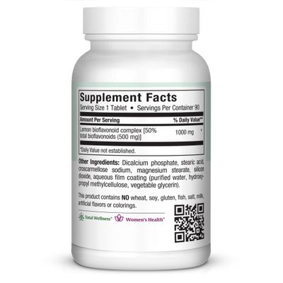Maxi Health, Kosher LEMON BIOFLAVONOIDS 1000mg - 90 Tablets - Kosher for Passover