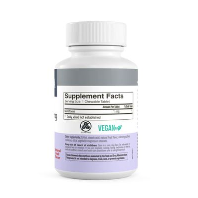 Freeda, Kosher Sugar-Free MELATONIN 1mg, Sleep Support, Fruit Flavor - 180 Chewable Tablets