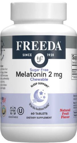 Freeda, Kosher Sugar-Free Melatonin 2 mg, Sleep Support, Natural Fruit Flavor - 60 Chewable Tablets