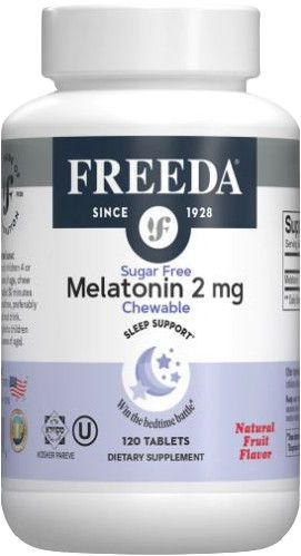 Freeda, Kosher Sugar-Free Melatonin 2 mg, Sleep Support, Natural Fruit Flavor - 120 Chewable Tablets