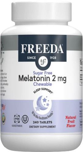 Freeda, Kosher Sugar-Free Melatonin 2 mg, Sleep Support, Natural Fruit Flavor - 240 Chewable Tablets