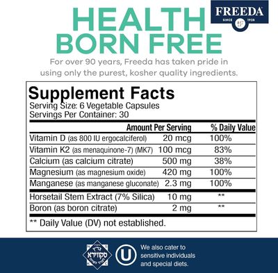 Freeda, Kosher SCD CALCIUM COMPLEX, Bone &amp; Joint Support - 180 Vegetarian Capsules
