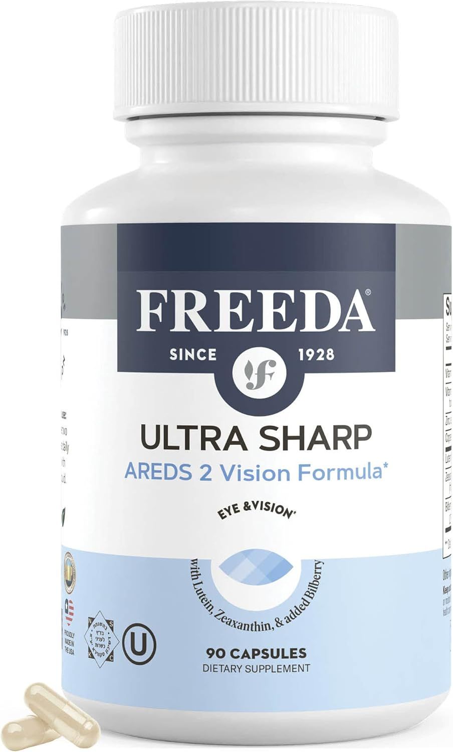 Freeda, Kosher Ultra Sharp AREDS 2 Vision Formula - 90 Vegetarian Capsules
