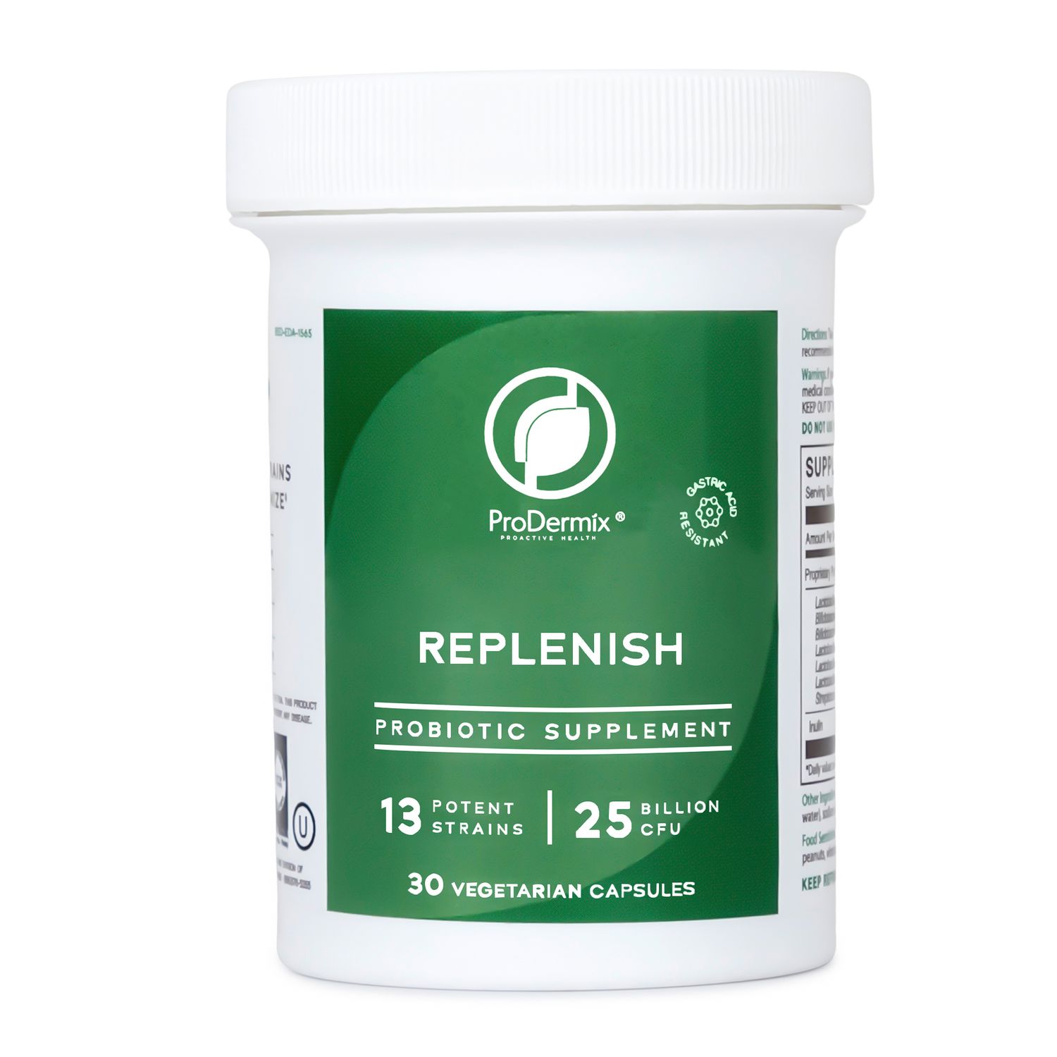 ProDermix, Kosher  REPLENISH, Probiotic Supplement, 25 Billion CFU - 30 Vegetarian Capsules