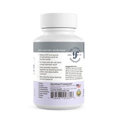 Freeda, Kosher BETAINE HCI 300mg, Helps Support Healthy Digestion - 90 Vegetarian Capsules