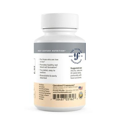 Freeda, Kosher Iron 29 mg, Gentle &amp; Easily Absorbed (Ferrous Fumarate) - 100 Tiny Tablets