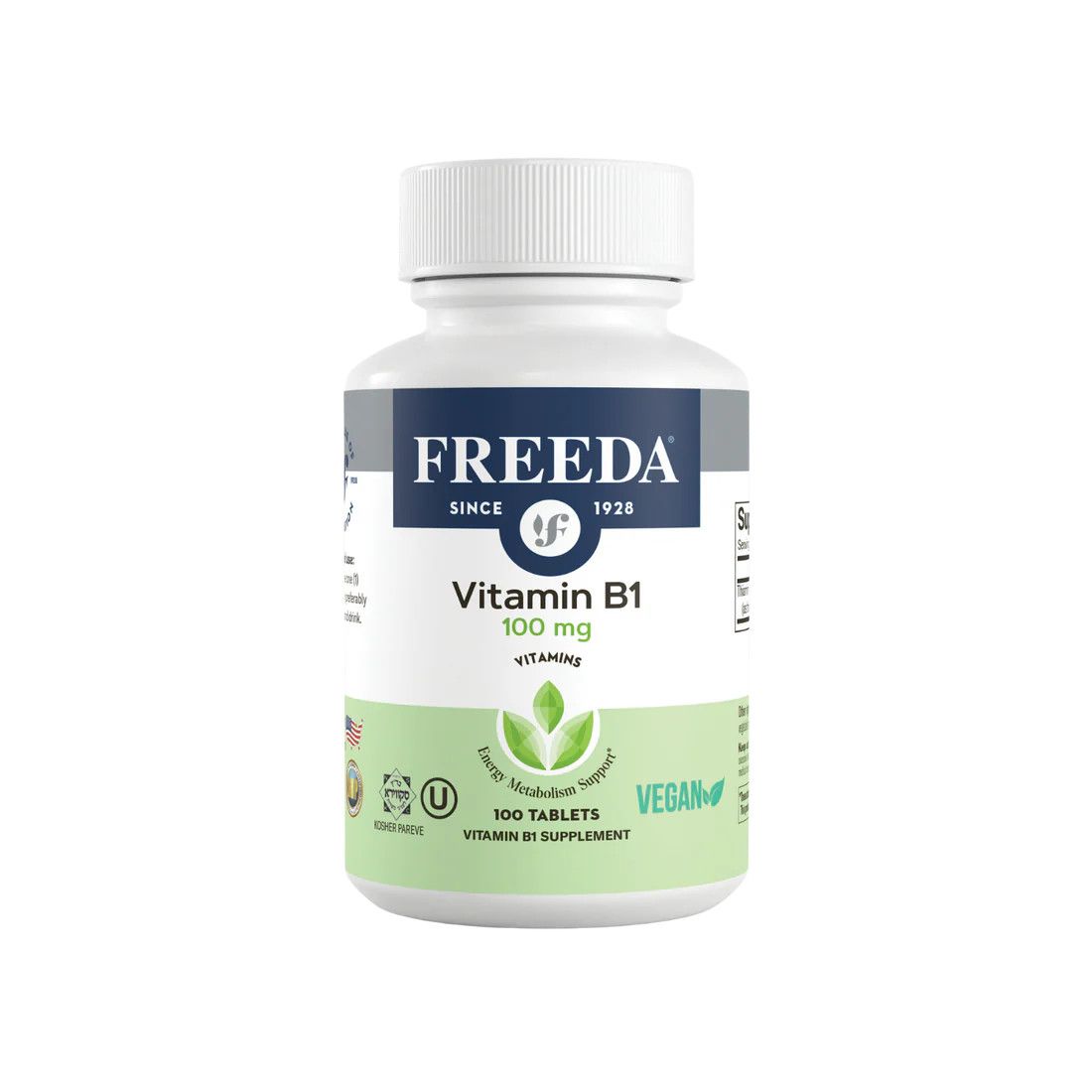 Freeda, Kosher Vitamin B1 (Thiamin HCL) 100 mg, Energy Metabolism Support - 100 Tablets