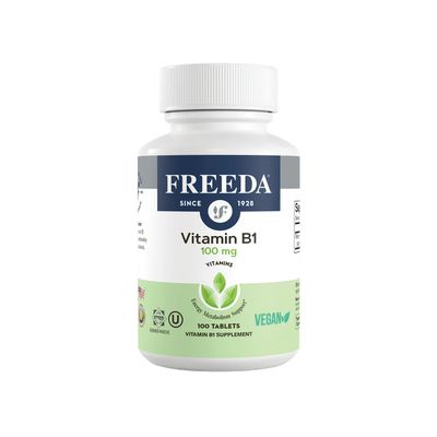 Freeda, Kosher Vitamin B1 (Thiamin HCL) 100 mg, Energy Metabolism Support - 100 Tablets Freeda, Kosher Vitamin B1 (Thiamin HCL) 100 mg, Energy Metabolism Support - 100 Tablets