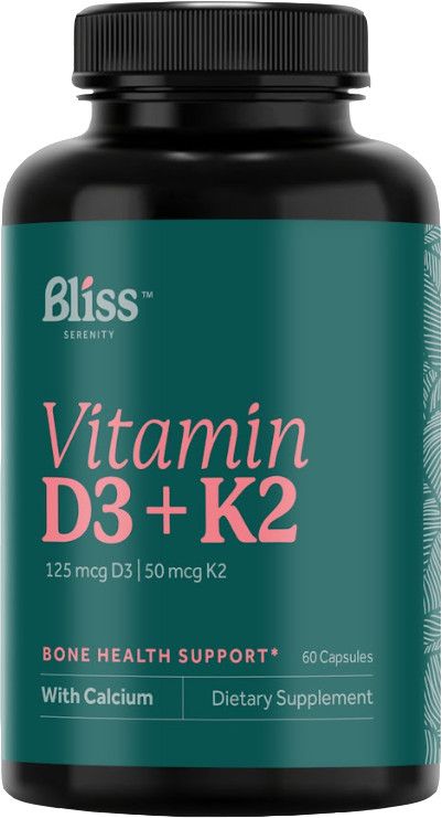 Bliss Serenity, Kosher Vitamin D3 + K2, Bone Health Support - 60 Vegetarian Capsules