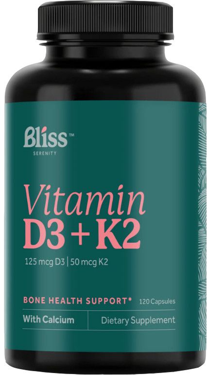 Bliss Serenity, Kosher Vitamin D3 + K2, Bone Health Support - 120 Vegetarian Capsules