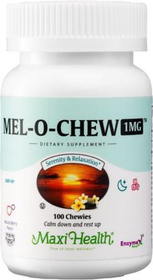 Maxi Health, Kosher Mel-O-Chew Melatonin 1mg. Berry Flavor - 100 Chewies