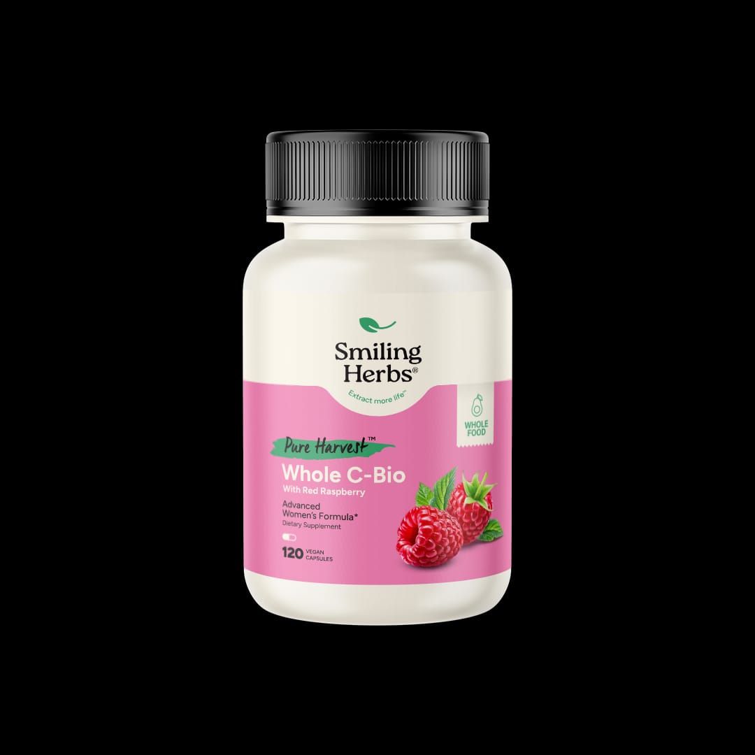 Smiling Herbs, Pure Harvest Whole C-Bio with Red Raspberry, Advanced Women&#39;s Formula - 120 Vegetarian Capsules