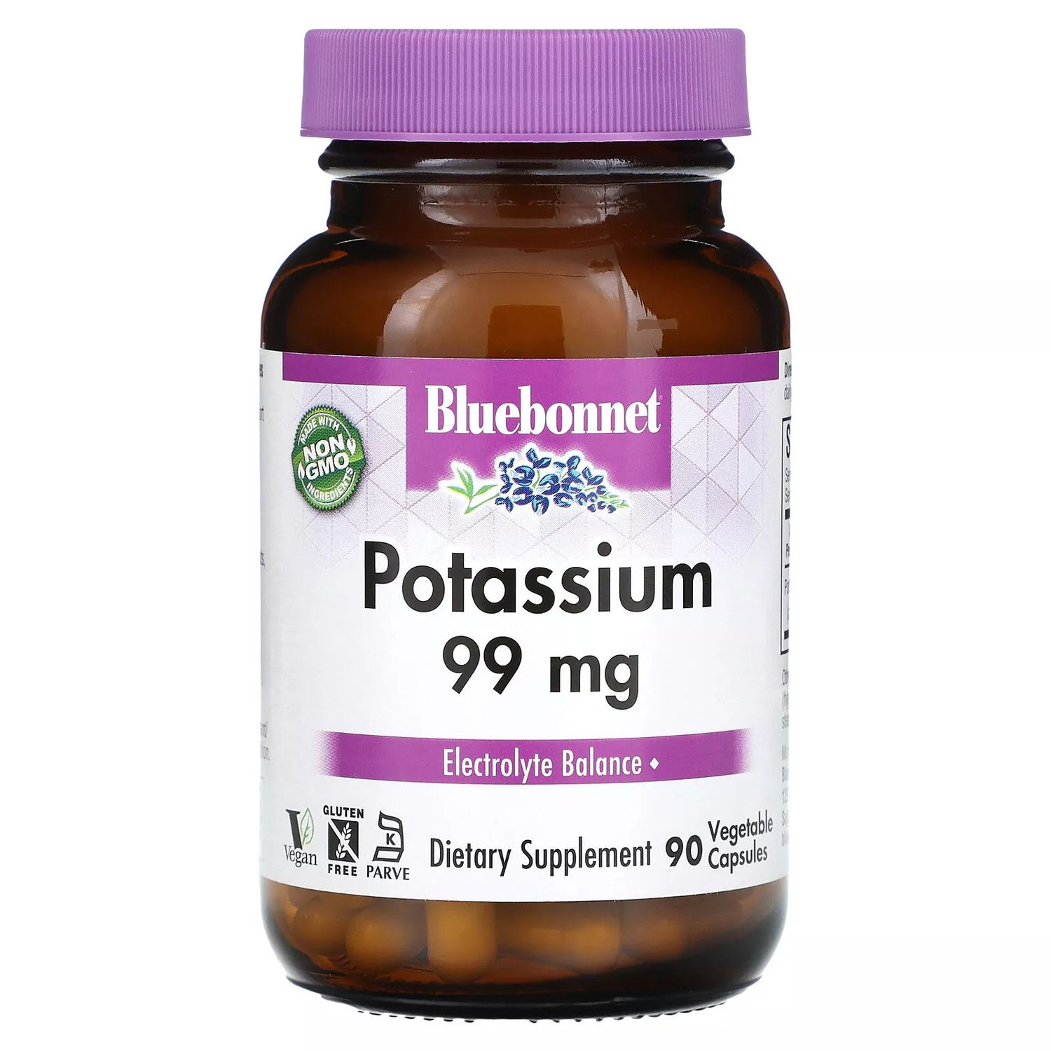 Bluebonnet, Kosher POTASSIUM 99mg, For Electrolyte Balance - 90 Vegetarian Capsules