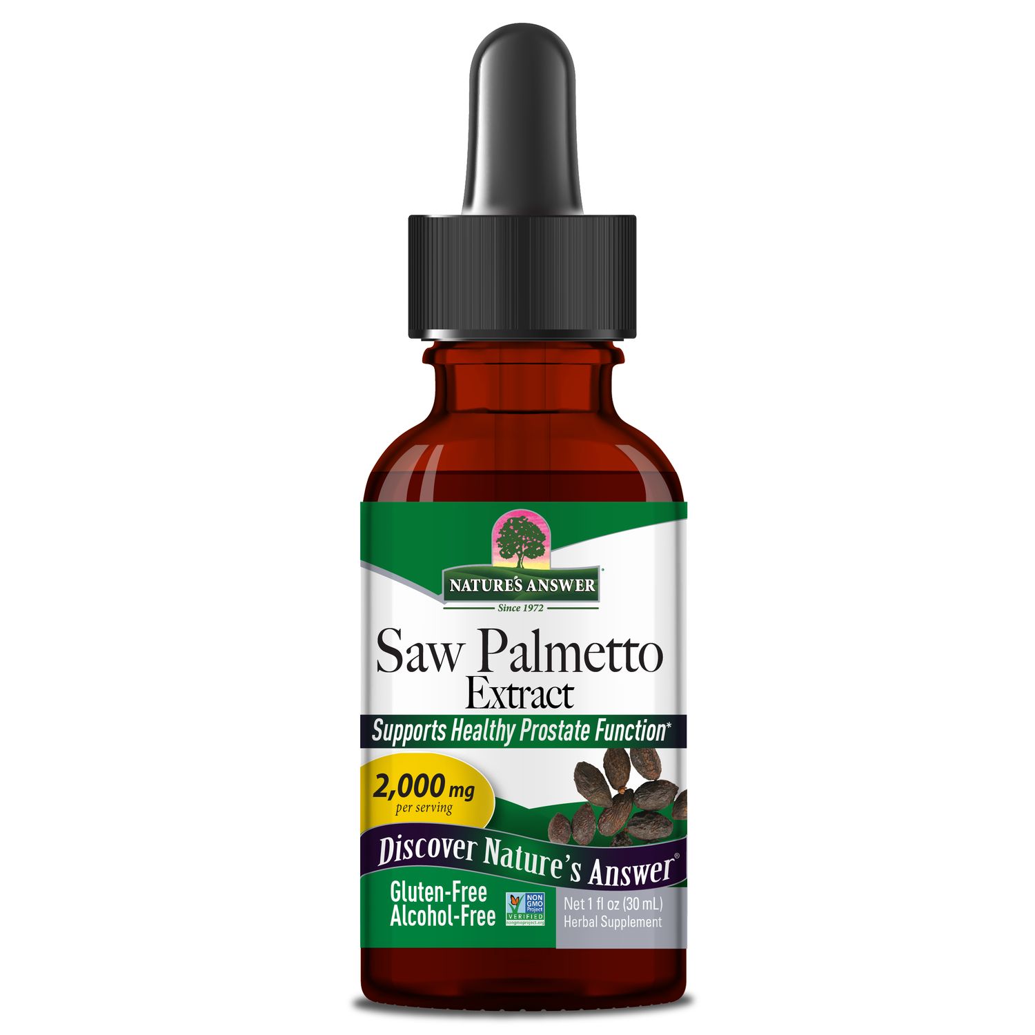 Natures Answer, Kosher Saw Palmetto Berry Extract, Supports Healthy Prostate Function - 1 Oz