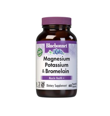Bluebonnet, Kosher  Magnesium, Potassium, &amp; Bromelain - 60 Vegetarian Capsules