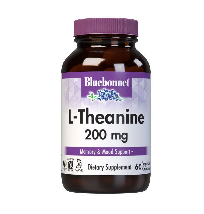 Bluebonnet, Kosher L-THEANINE 200mg, Memory + Mood &amp; Relaxation Support - 60 Vegetarian Capsules