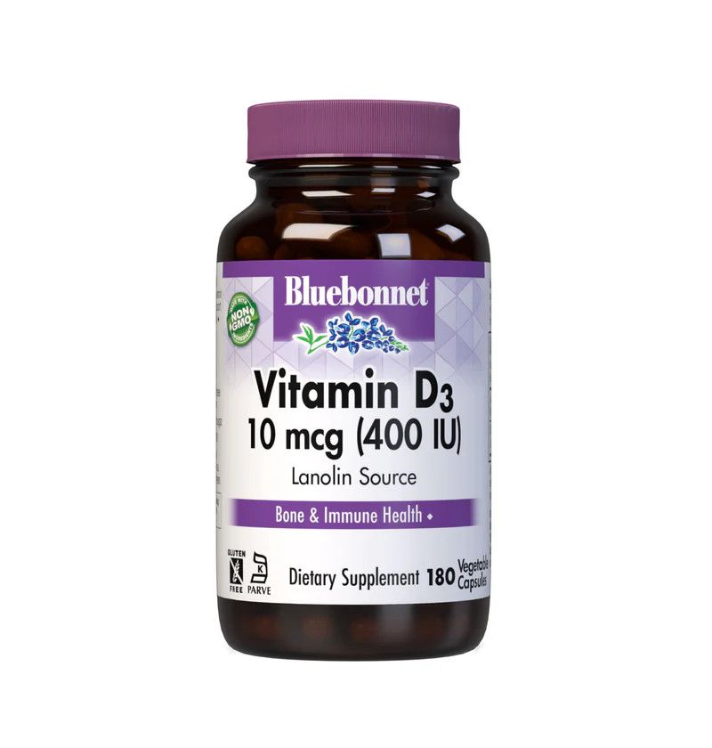 Bluebonnet, Kosher VITAMIN D3 400 IU (10 mcg), For Bone &amp; Immune Health - 180 Vegetarian Capsules