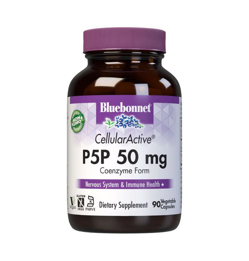 Bluebonnet, Kosher CellularActive P5P 50 mg, Coenzyme Form Of B6, For Nervous System &amp; Immune Health - 90 Vegetarian Capsules