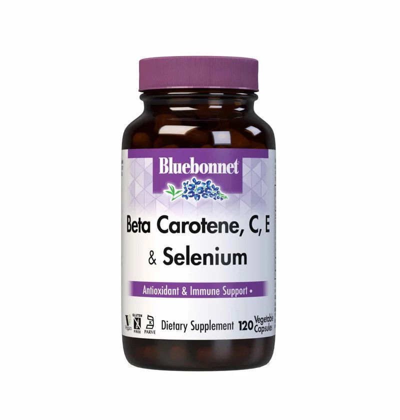 Bluebonnet, Kosher BETA CAROTENE, C, E &amp; SELENIUM, Antioxidant &amp; Immune Support - 120 Vegetarian Capsules