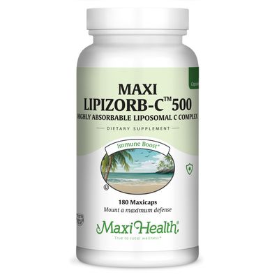 Maxi Health, Kosher Lipizorb C 500mg (Highly Absorbable Liposomal Vitamin C Complex) - 180 Vegetarian Capsules