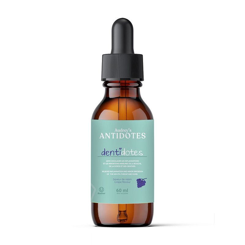Actumus, Audrey&#39;s Antidotes, Kosher DENTIDOTES, Natural Grapes Flavor, For Inflammation &amp; Minor Irritation of the Mouth, Throat, &amp; Gums - 60ml