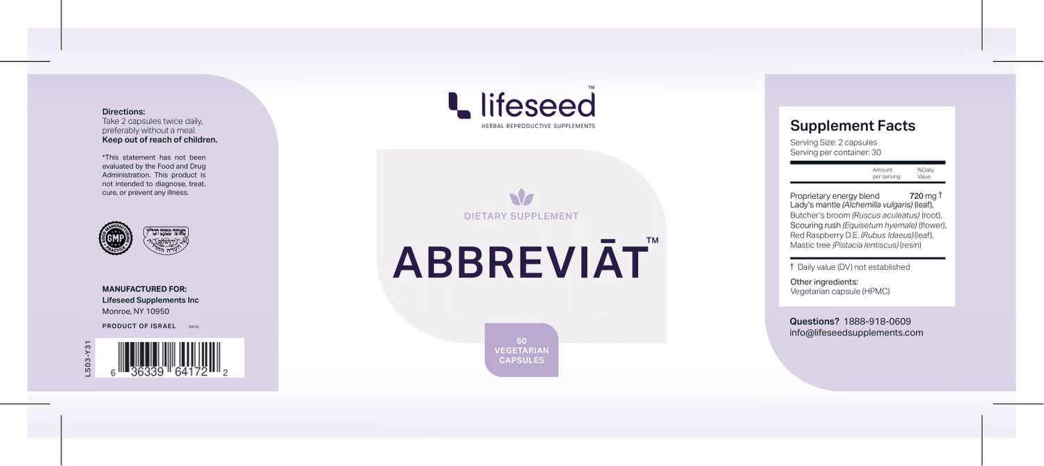 Lifeseed, Abbreviat, Menstrual Bleeding Support - 60 Vegetarian Capsules