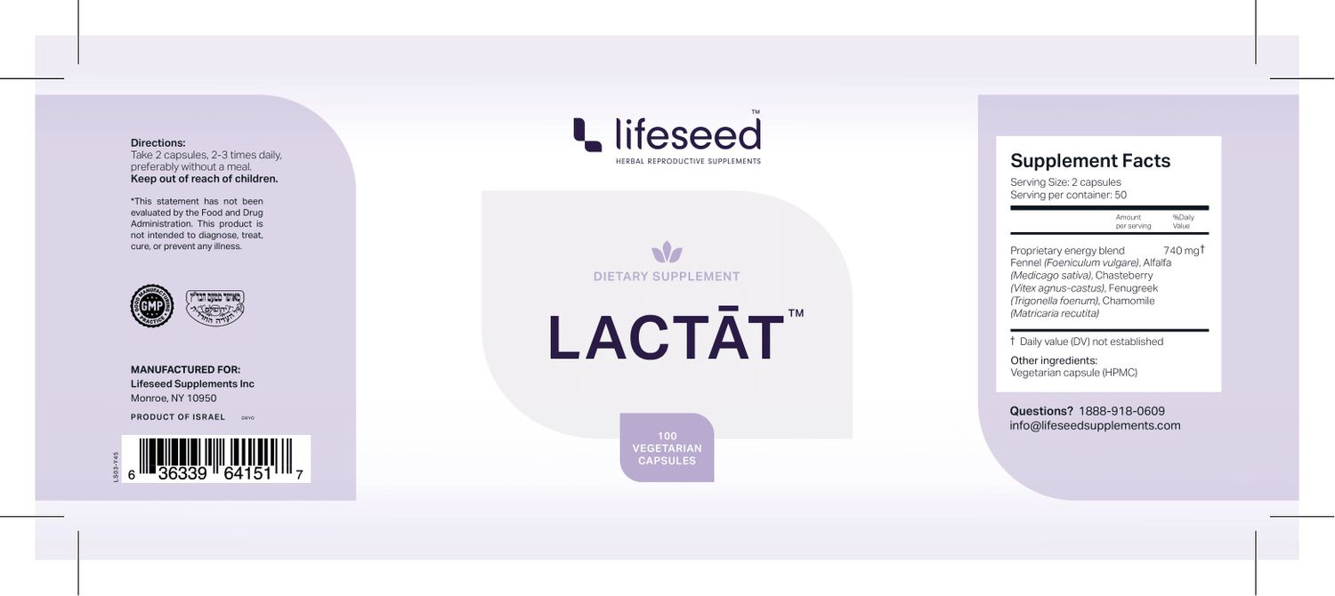 Lifeseed, Lactat, Mother &amp; Baby Nursing Support - 100 Vegetarian Capsules