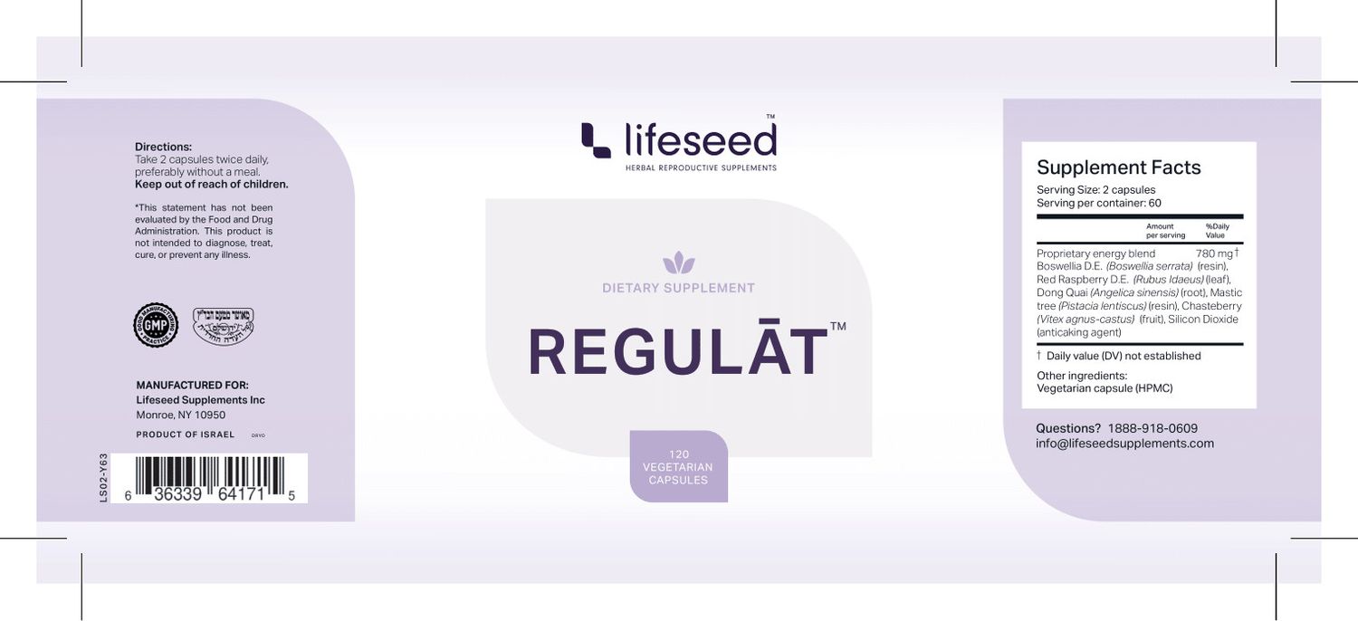 Lifeseed, Regulat, Menstrual Cycle Support - 120 Vegetarian Capsules