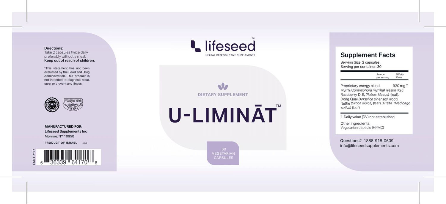 Lifeseed, U-Liminat, Uterus Cleansing Support - 60 Vegetarian Capsules