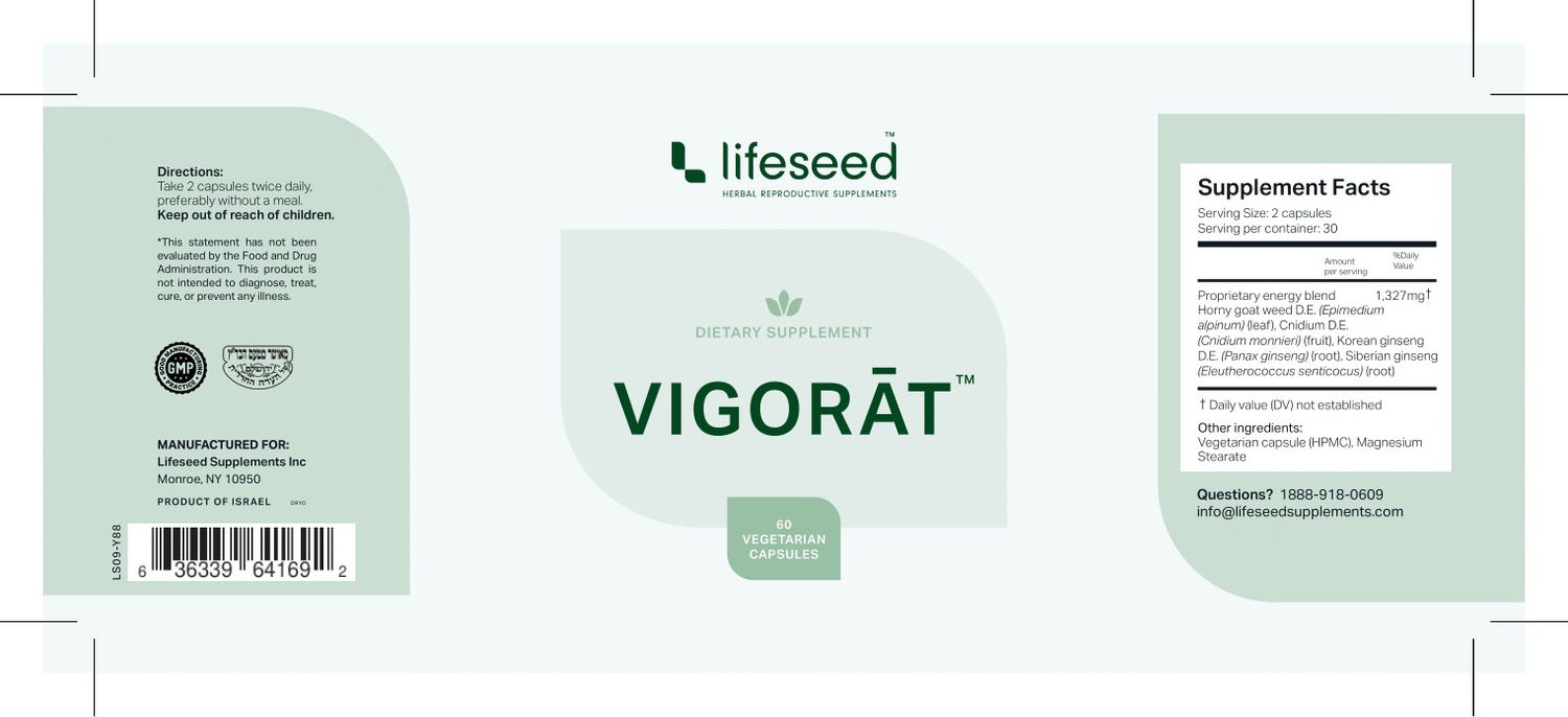 Lifeseed, Vigorat, Male Function Support - 60 Vegetarian Capsules