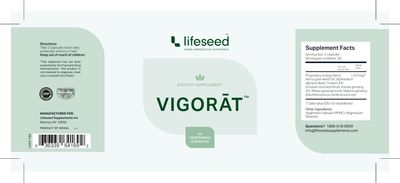 Lifeseed, Vigorat, Male Function Support - 60 Vegetarian Capsules