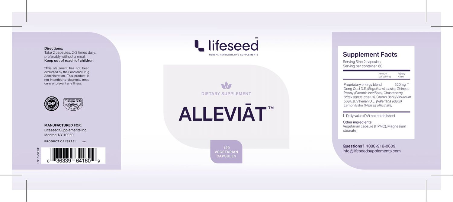 Lifeseed, Alleviat, Period Symptoms Support - 120 Vegetarian Capsules